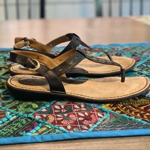 Born Concepts B.O.C. black thong sandal with adjustable ankle strap